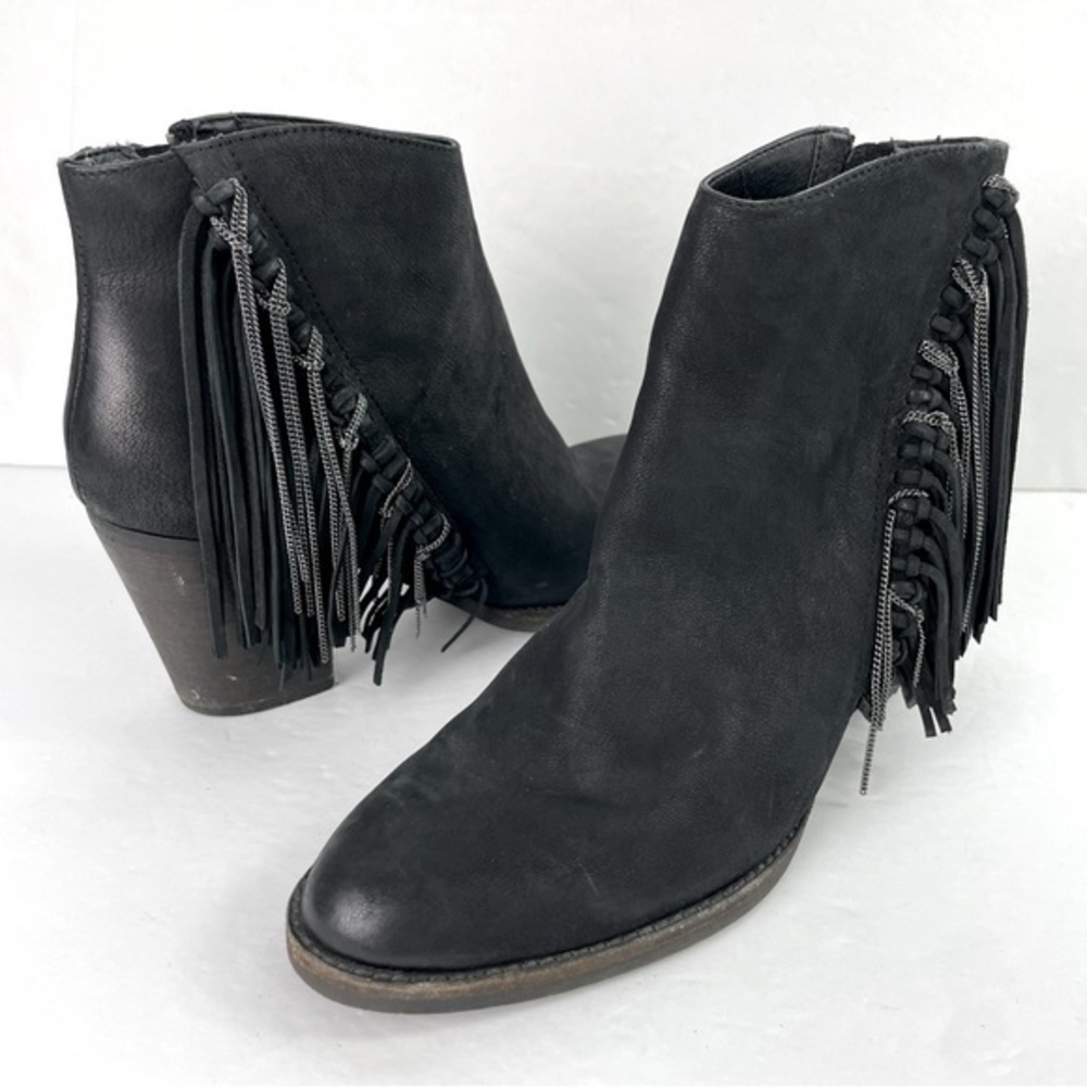Dolce Vita "JUNEAU"‎ LEATHER FRINGE & CHAIN BOOTIES